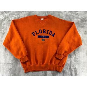 Vintage Florida Gators Sweatshirt Orange Embroidered Spell Out Soffe L NCAA